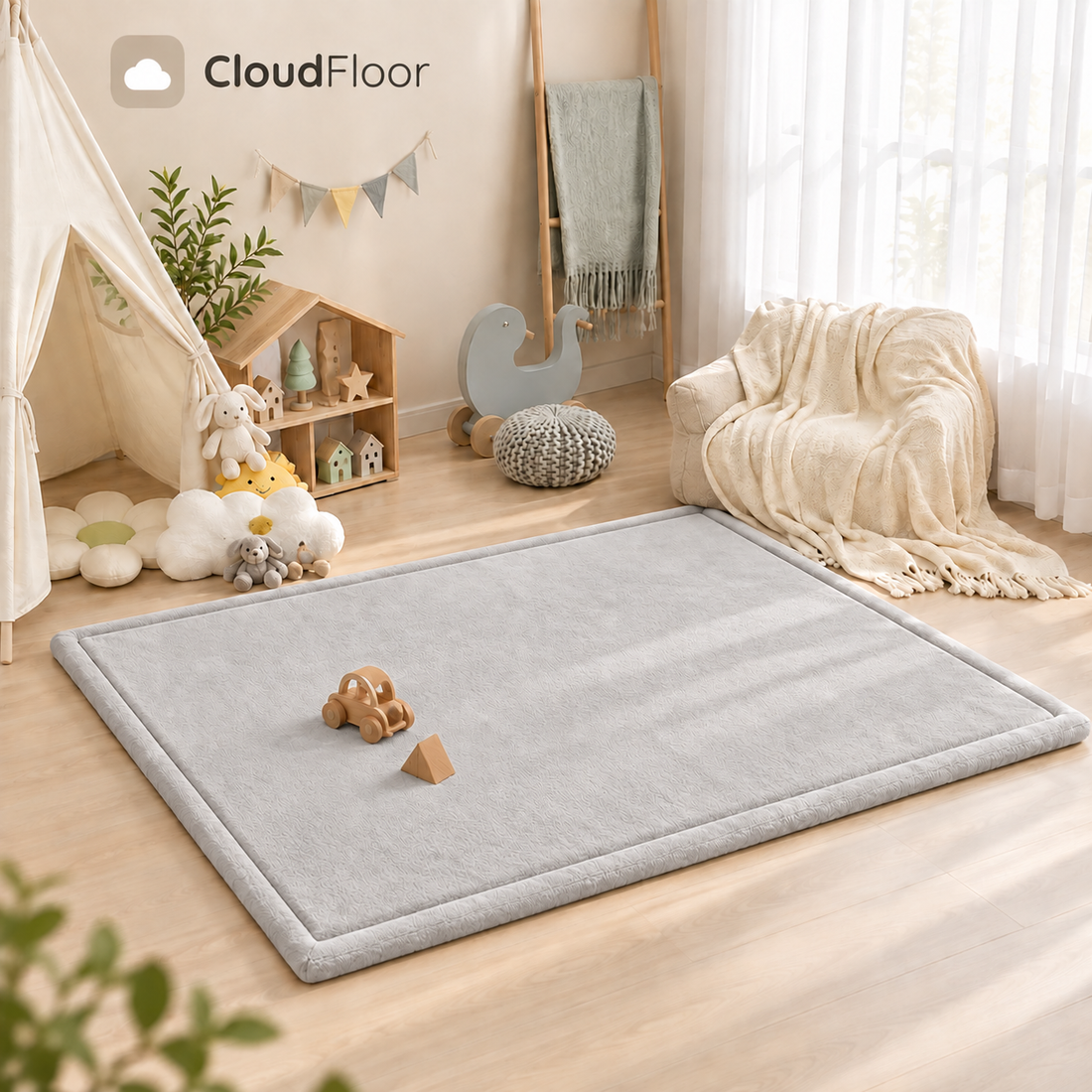 CloudFloor 3 cm Thick Play Mat — Light Grey
